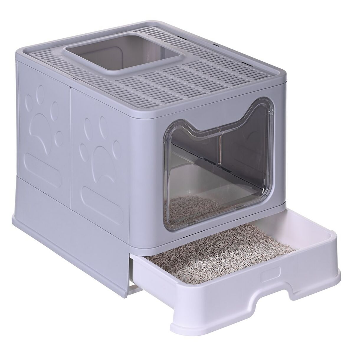 Cat Litter Box Diamentiq Yoko White Grey Plastic Cat Litter Box Diamentiq Yoko White Grey Plastic