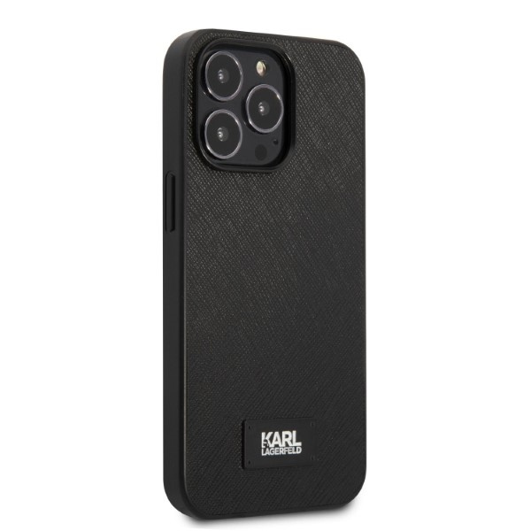 Karl Lagerfeld KLHCP13LSFMP2K Apple iPhone 13 Pro hardcase black Saffiano Plaque