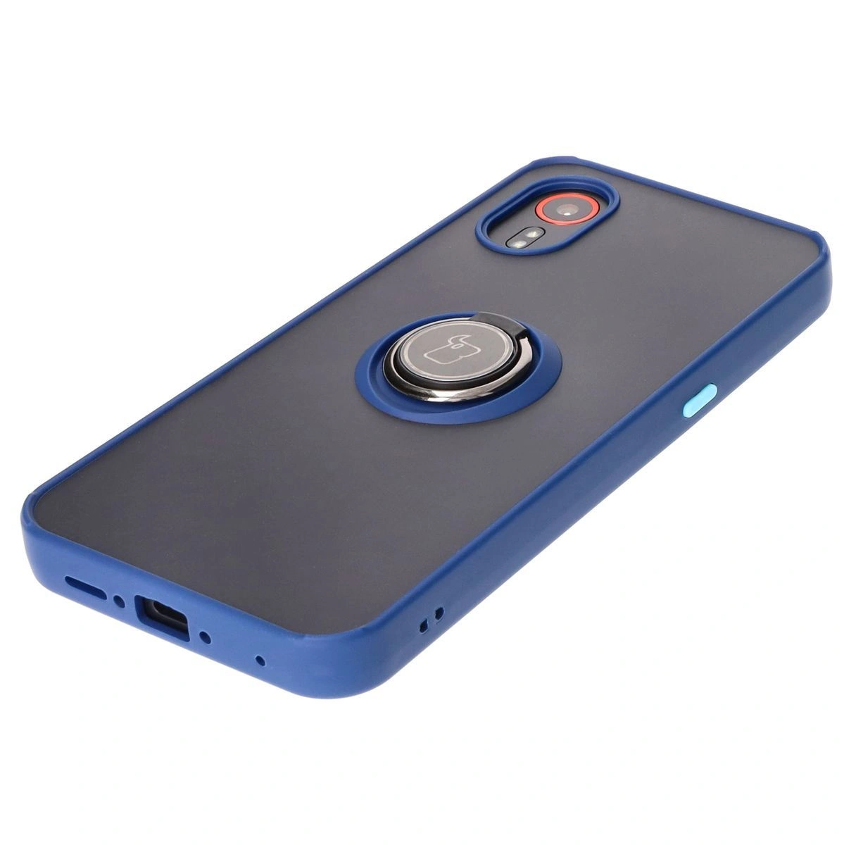 Bizon Case Hybrid Ring Samsung Galaxy Xcover7 smoky with a navy blue frame