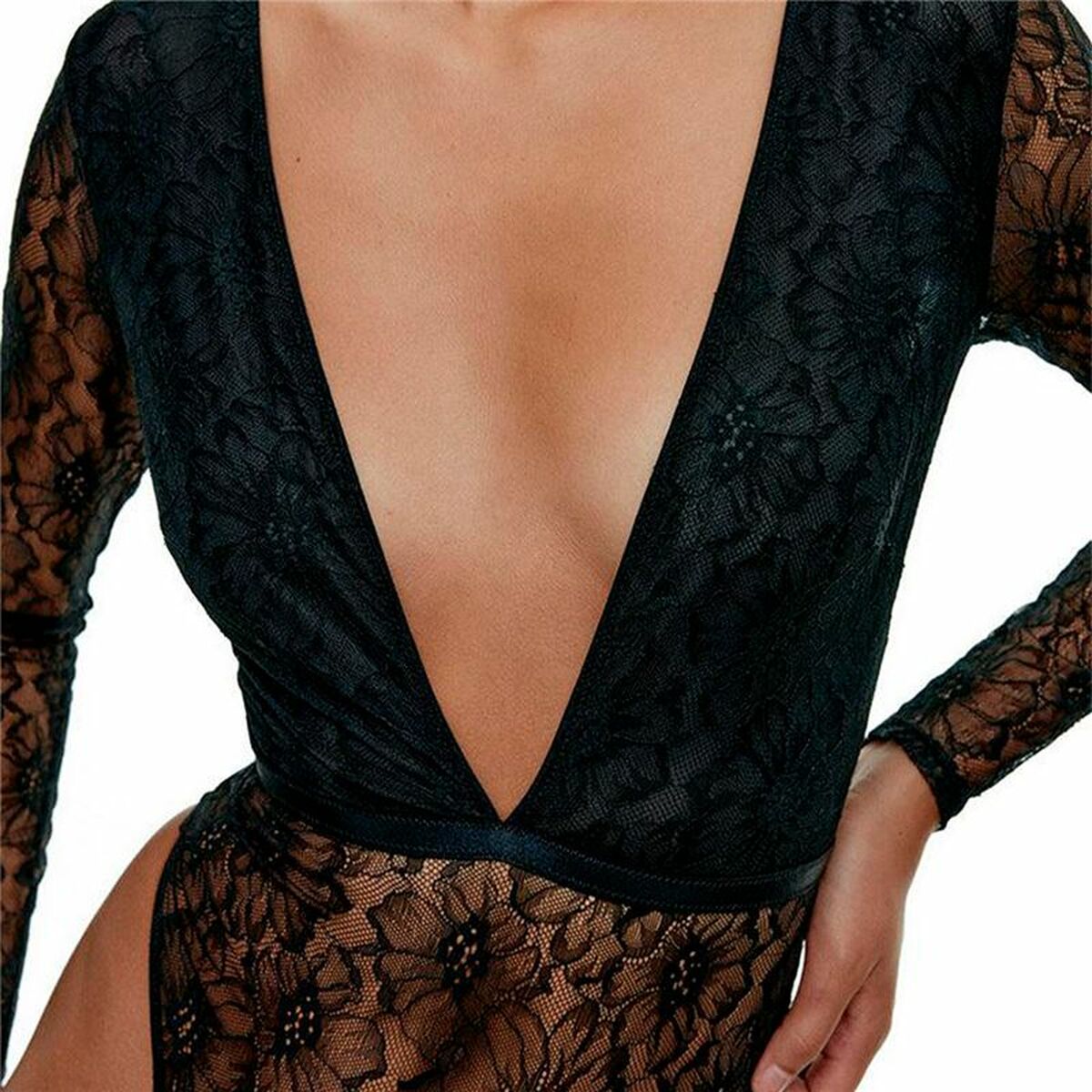 Leotard Black Limba  Long Sleeve Sade Black