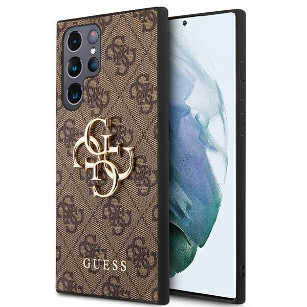 Guess GUHCS22L4GMGBR Samsung Galaxy S22 Ultra brown hardcase 4G Big Metal Logo