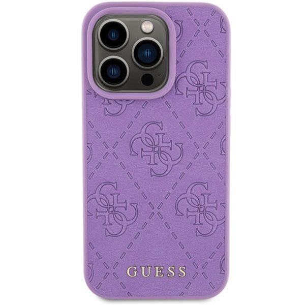 Guess GUHCP15LP4EPMU Apple iPhone 15 Pro hardcase Leather 4G Stamped light purple