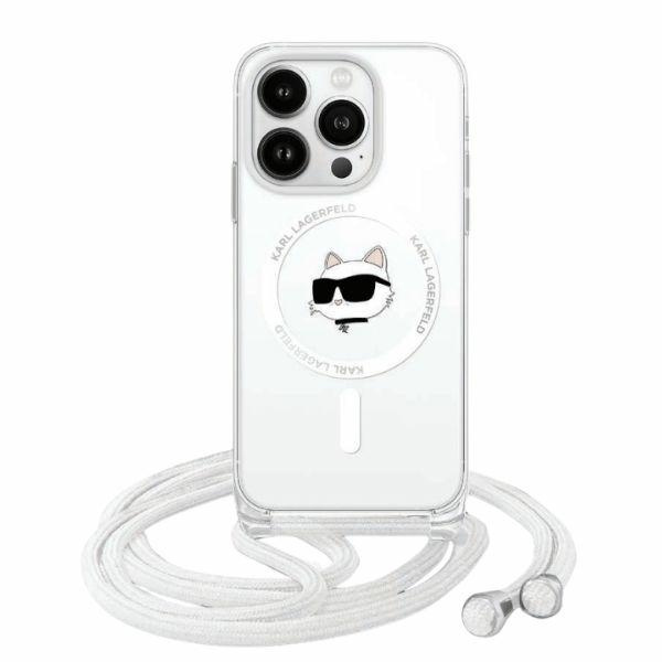 Karl Lagerfeld KLHMP15XHCCHNT Apple iPhone 15 Pro Max hardcase IML Choupette Head & Cord Magsafe transparent