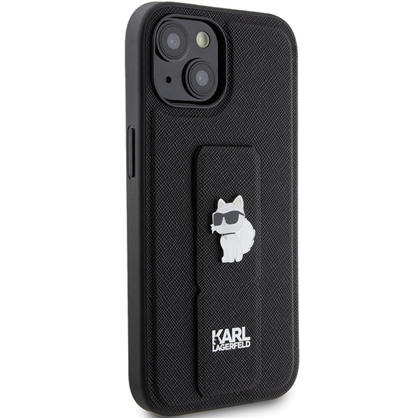 Karl Lagerfeld KLHCP15SGSACHPK iPhone 15 czarny/black hardcase Gripstand Saffiano Choupette Pins