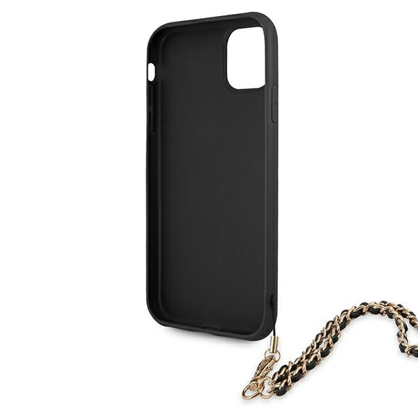 Guess GUHCN61SASGBK Apple iPhone 11 black hardcase Saffiano Chain