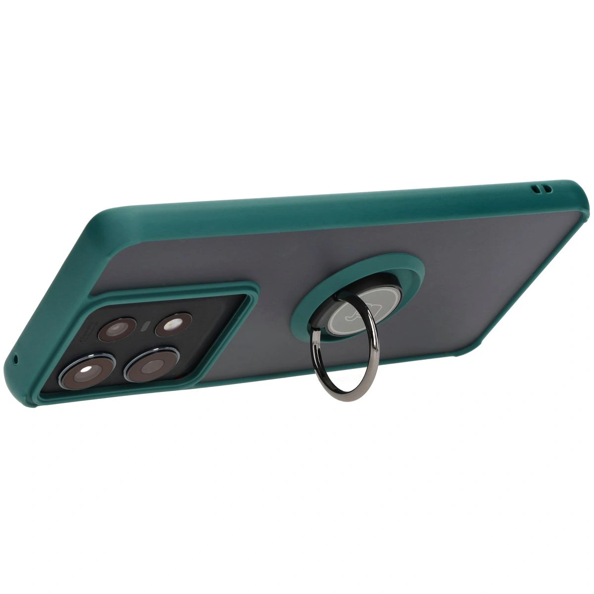 Bizon Case Hybrid Ring Motorola Edge 50 Pro smoky with a dark green frame
