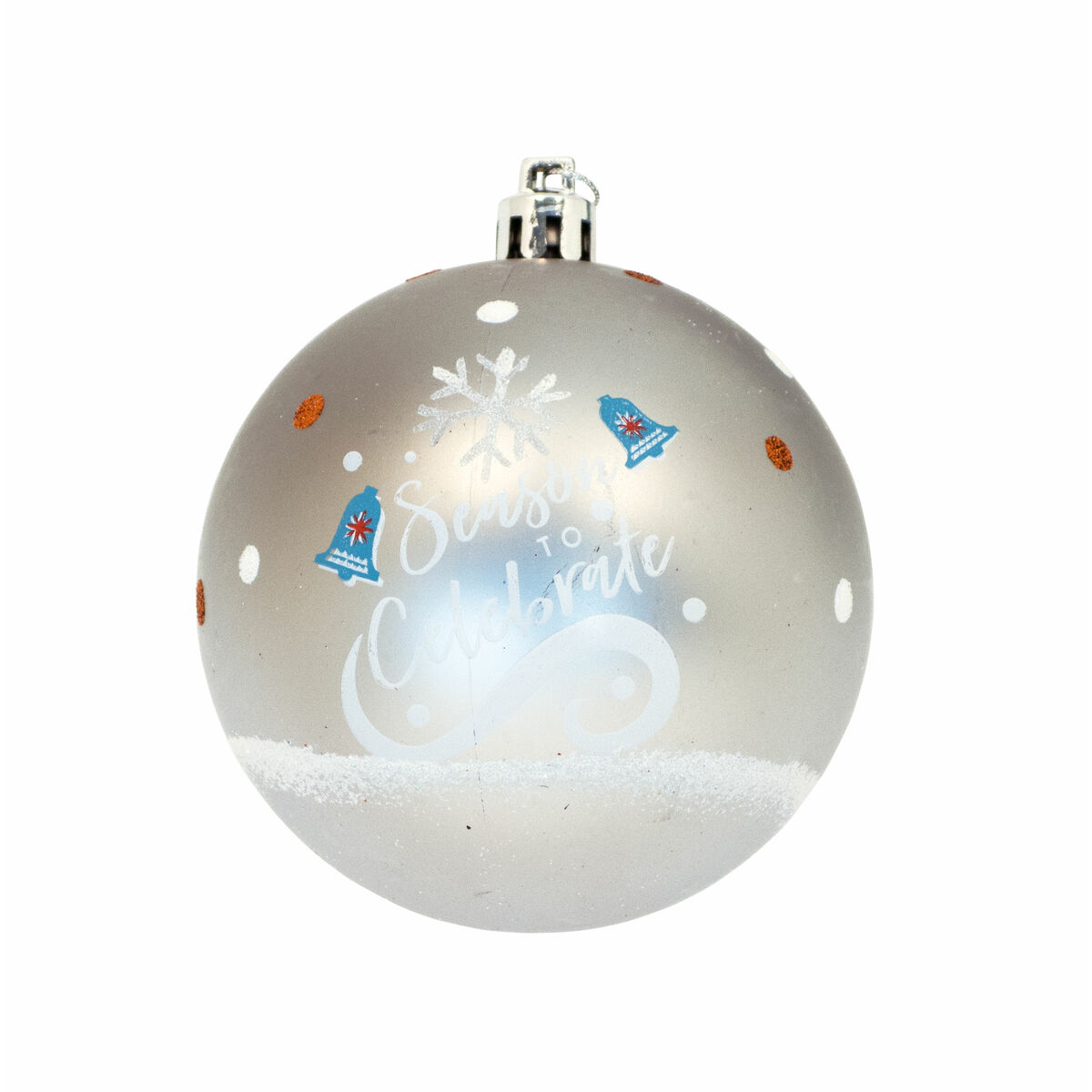 Christmas Bauble Frozen Memories Silver 6 Units Plastic (Ø 8 cm)