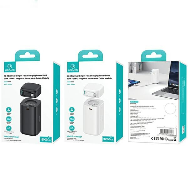 USAMS US-CD216 powerbank 18000mAh PD 45W Fast Charge XMF Series + USB-C cable black