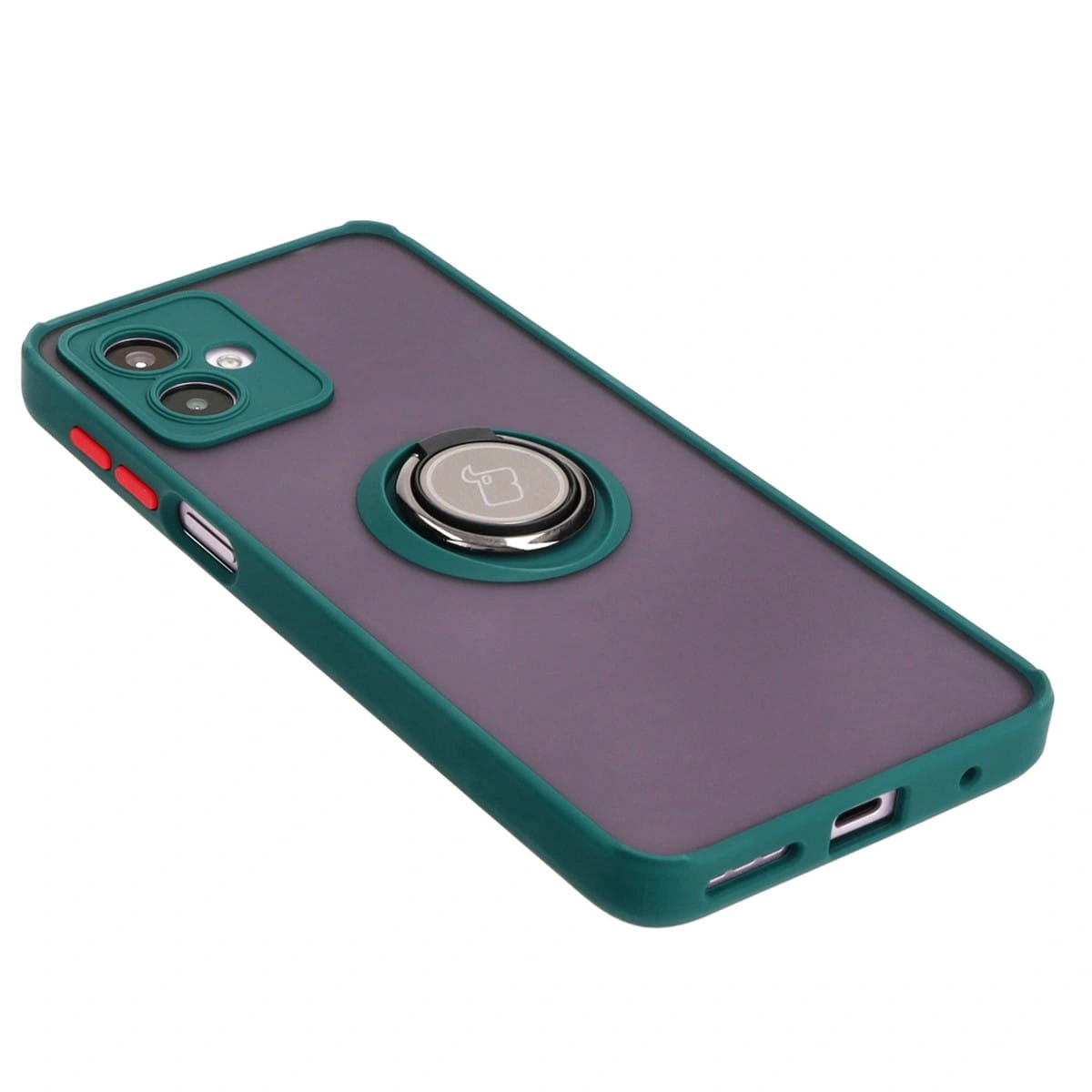 Bizon Case Hybrid Ring Motorola Moto G14 smoky with a dark green frame