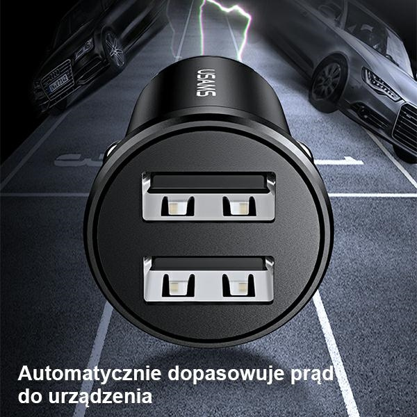 USAMS Car Charger 2xUSB 2,4A Mini black CC114TC01 (US-CC114)