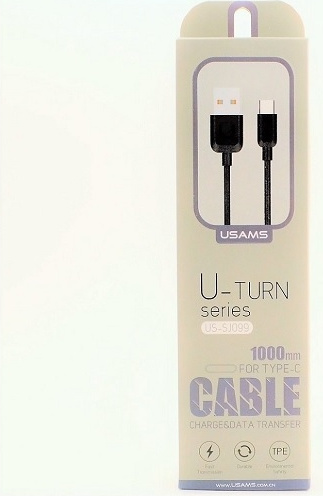 USAMS Cable U-Turn USB-C 1m black 2A TCUSBXD01 (US-SJ099)