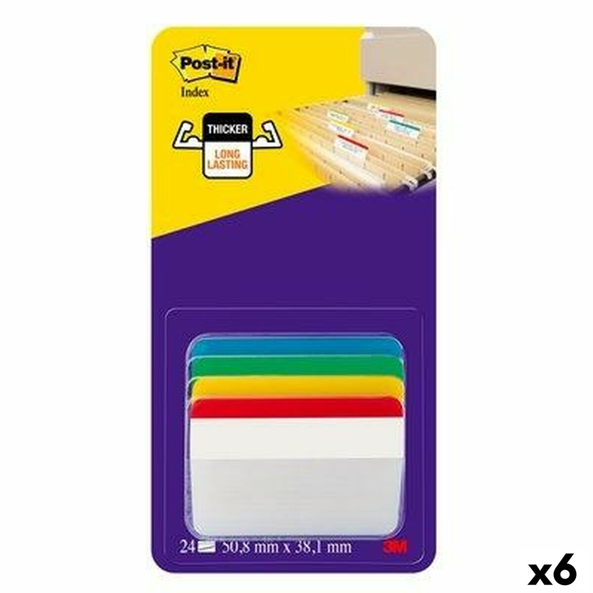 Zestaw karteczek samoprzylepnych Post-it Index 51 x 38 mm Wielokolorowy 66 Kartki (6 Sztuk)
