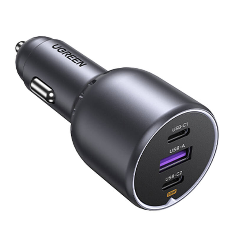 UGREEN EC705 car charger USB-A, 2xUSB-C PD QC 3.0 130W black