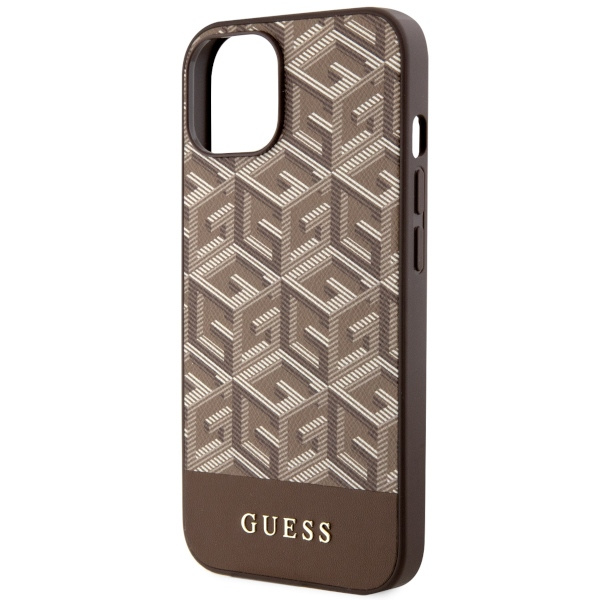Guess GUHMP14MHGCFSEW Apple iPhone 14 Plus brown hard case GCube Stripes MagSafe