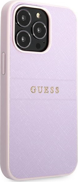 Guess GUHCP13LPSASBPU Apple iPhone 13 Pro purple Saffiano Hot Stamp & Metal Logo