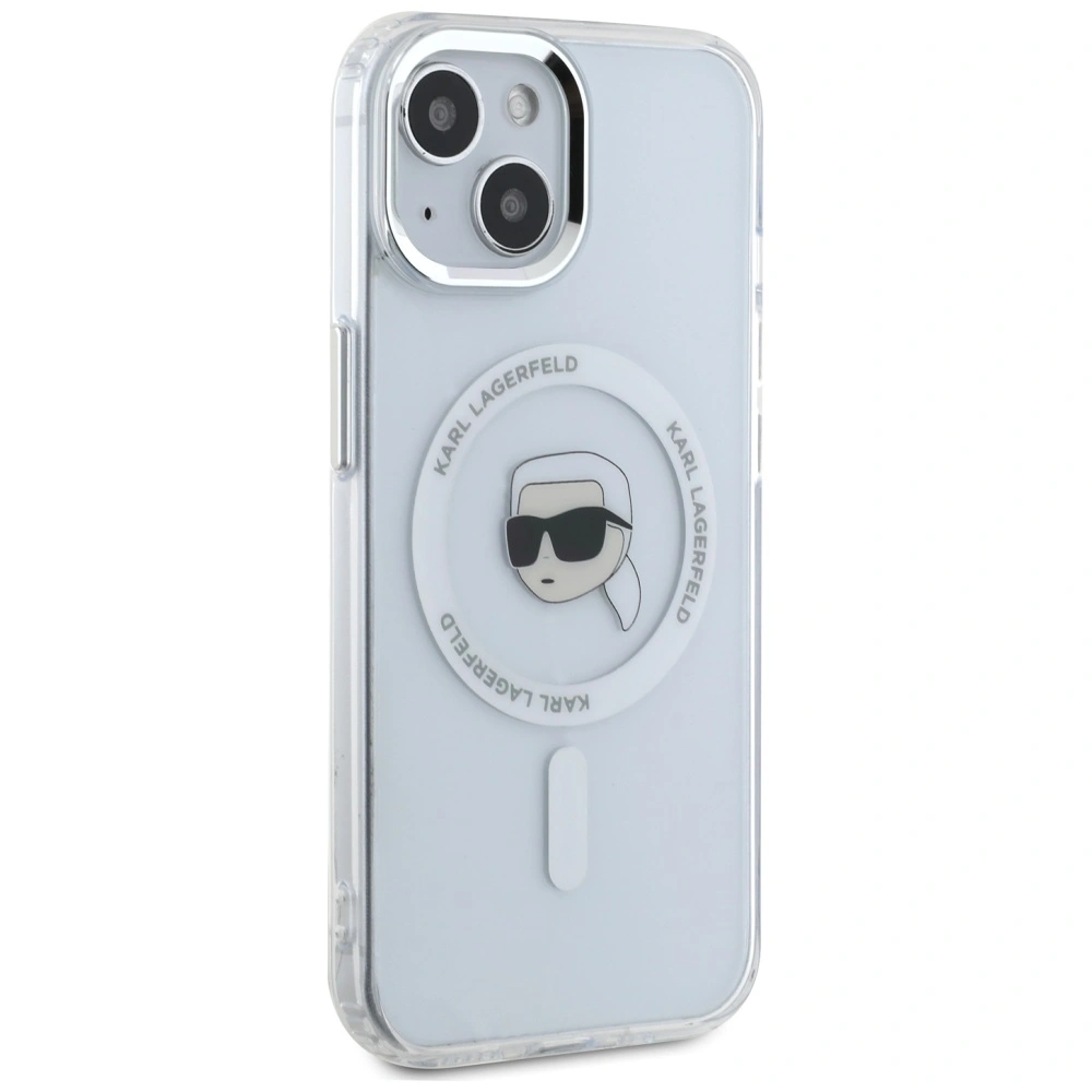Karl Lagerfeld IML Metal Karl Head MagSafe Apple iPhone 15 white
