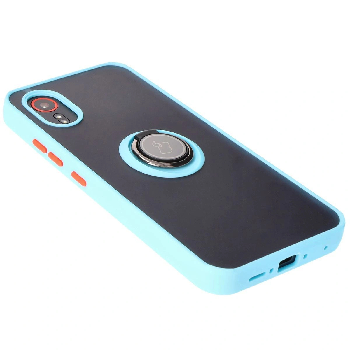 Bizon Case Hybrid Ring Samsung Galaxy Xcover7 smoky with a light blue frame