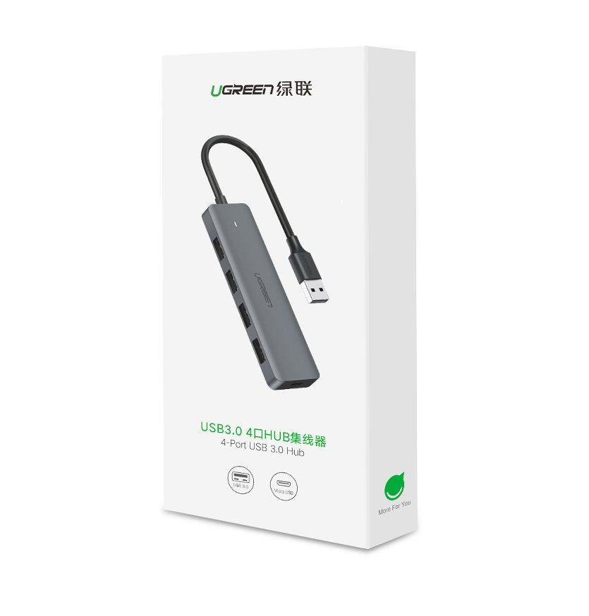 UGREEN USB-A / 4xUSB-A 3.2Gen1 HUB with additional micro USB power port grey