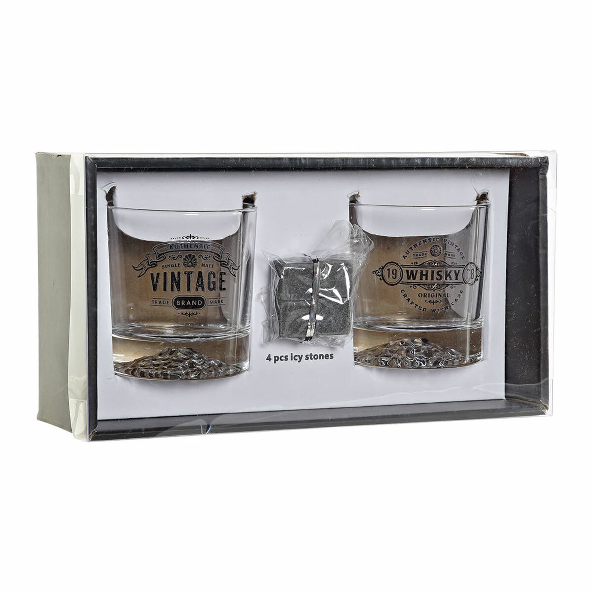 Set of glasses DKD Home Decor Crystal Transparent Dark grey Stone 320 ml 6 Pieces