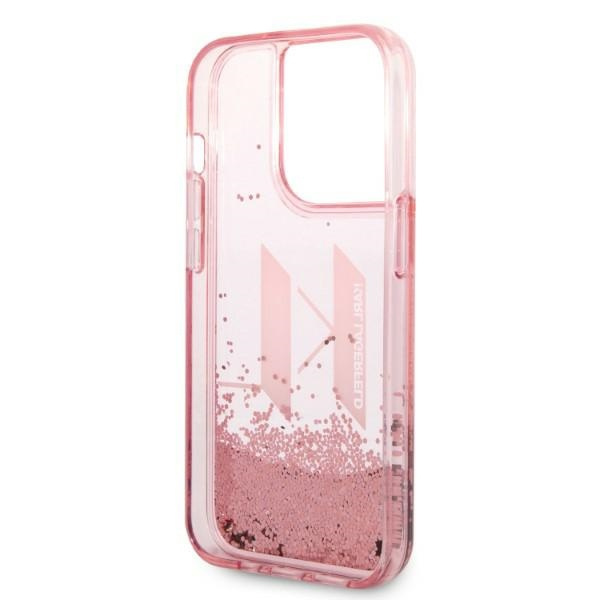 Karl Lagerfeld KLHCP14LLBKLCP Apple iPhone 14 Pro pink hardcase Liquid Glitter Big KL