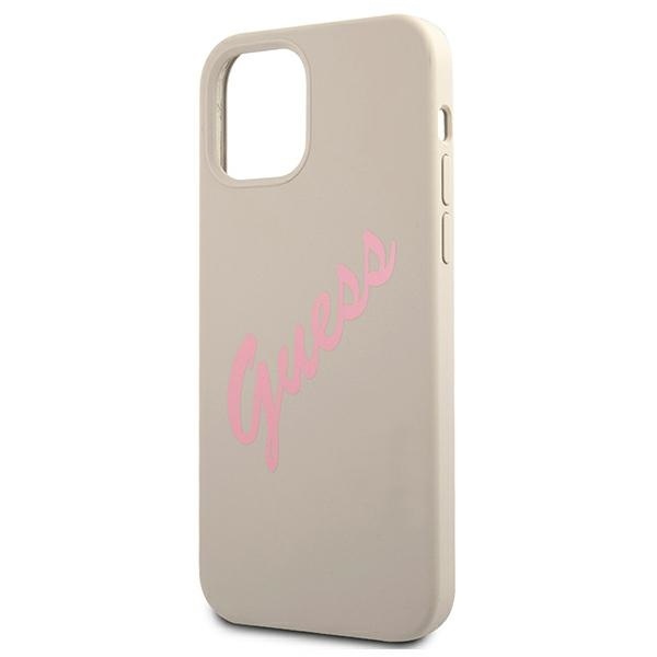 Guess GUHCP12SLSVSGP Apple iPhone 12 mini grey pink hardcase Silicone Vintage