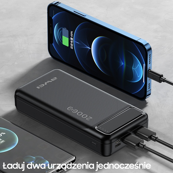 AWEI P6K Powerbank 20000mAh black 2xUSB/PD/microUSB