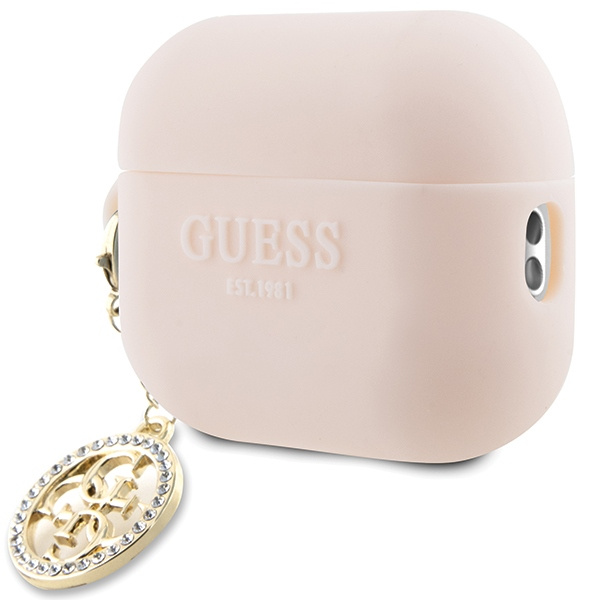 Guess GUAP23DSLGHDP Apple AirPods Pro 2 cover pink 3D Rubber 4G Diamond Charm