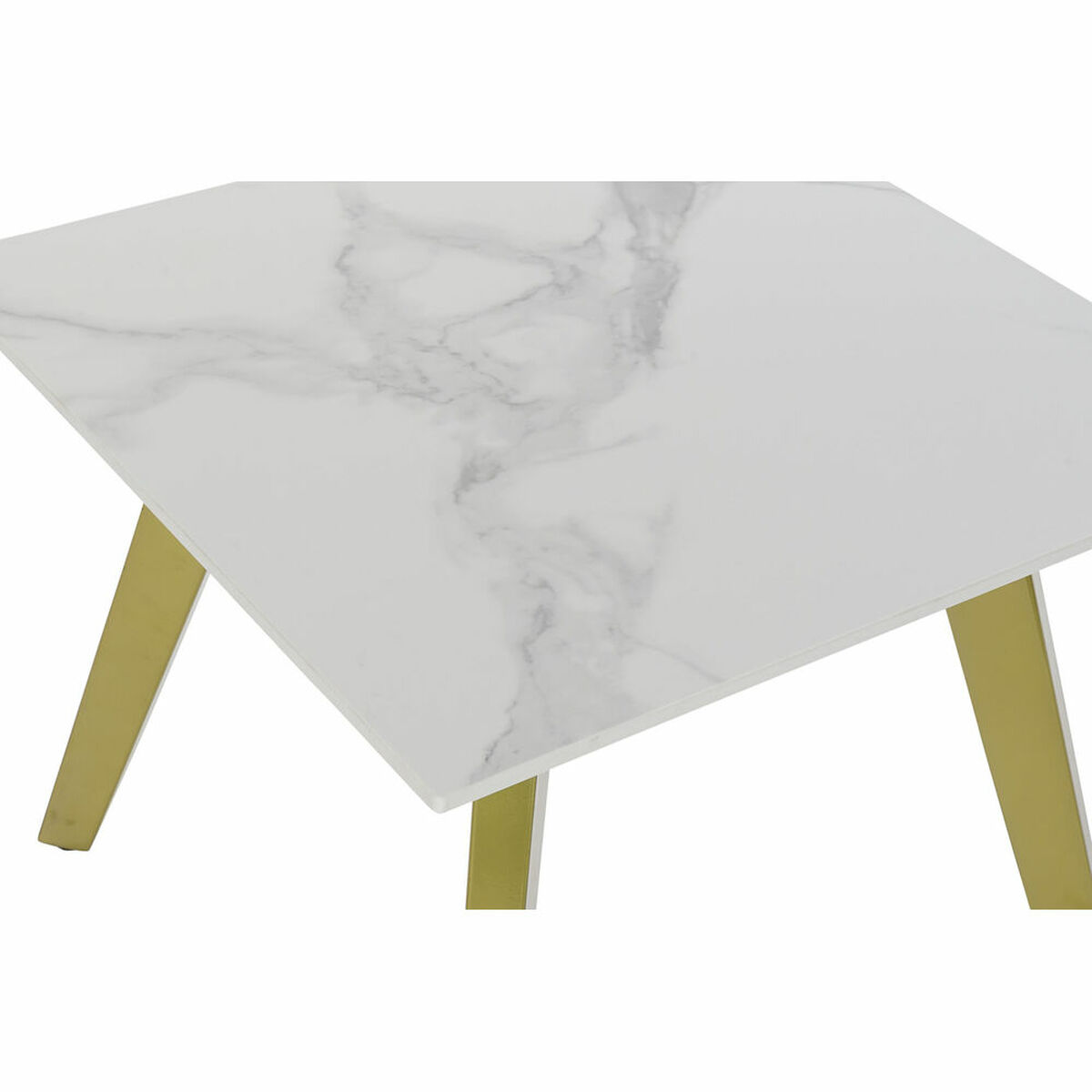 Stolik DKD Home Decor Ceramika Złoty Metal Biały Nowoczesny (60 x 60 x 48 cm)