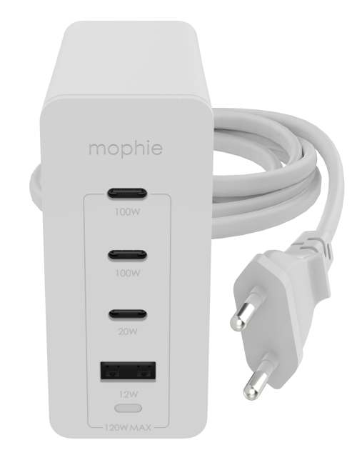 Mophie GaN speedport Wall Charger 120W 3xUSB-C, 1xUSB-A (white)