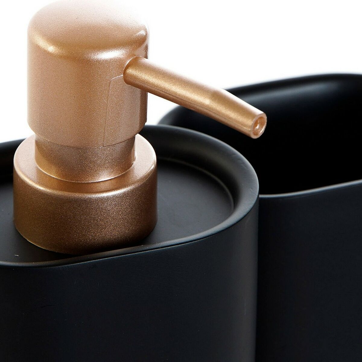 Bath Set DKD Home Decor 8,5 x 6 x 18 cm Black Golden Resin PVC Glam (2 Units)