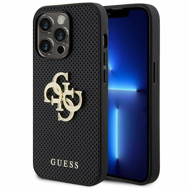 Guess GUHCP15XPSP4LGK iPhone 15 Pro Max czarny/black hardcase Leather Perforated 4G Glitter Logo