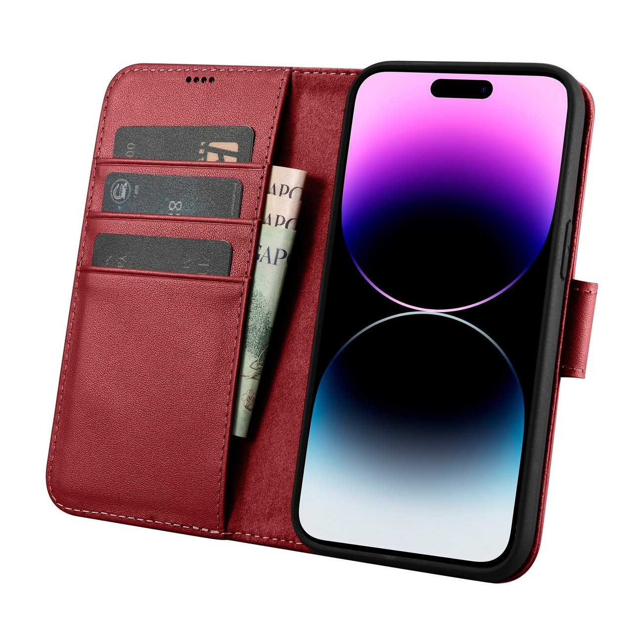 iCarer Wallet Anti-RFID 2in1 Apple iPhone 14 Pro Max red
