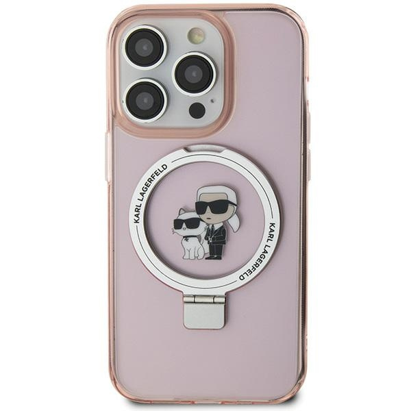 Karl Lagerfeld KLHMP15MHMRSKCP Apple iPhone 15 Plus / 14 Plus hardcase Ring Stand Karl&Choupettte MagSafe pink