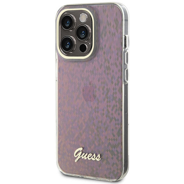 Guess GUHCP15XHDECMP Apple iPhone 15 Pro Max hardcase IML Faceted Mirror Disco Iridescent pink