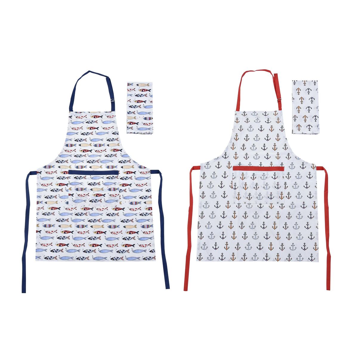 Kitchen Set DKD Home Decor Navy Polyester Cotton (60 x 80 x 0,5 cm) (2 Units)