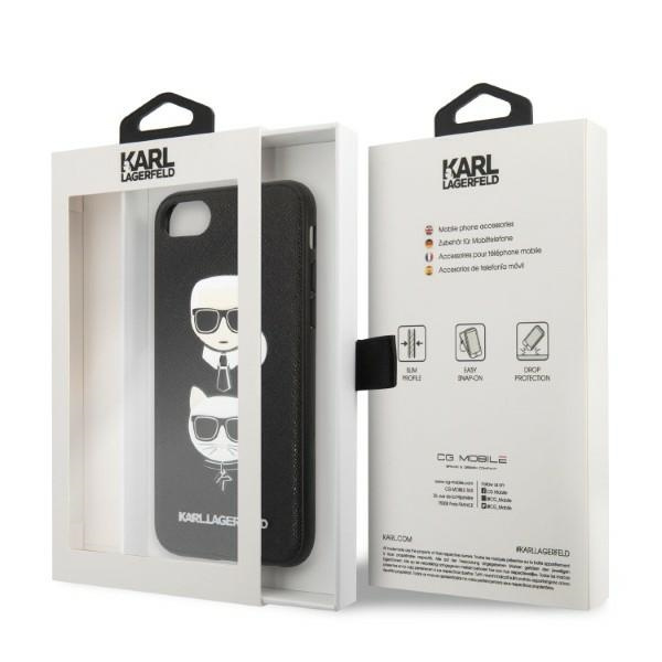 Karl Lagerfeld KLHCI8SAKICKCBK Apple iPhone SE 2022/SE 2020/8/7 black hardcase Saffiano Ikonik Karl&Choupette Head