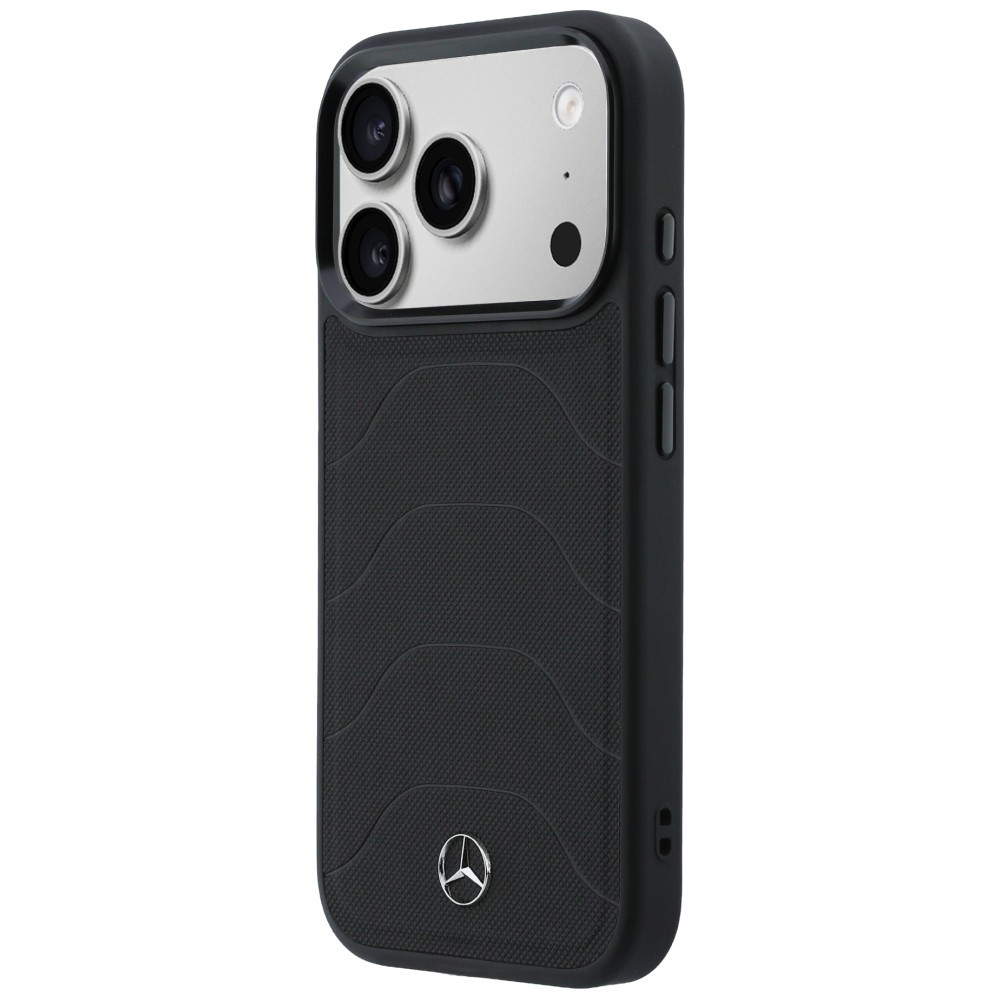 Etui Mercedes Leather Mesh with Bow Line MagSafe do Apple iPhone 17 Pro czarny