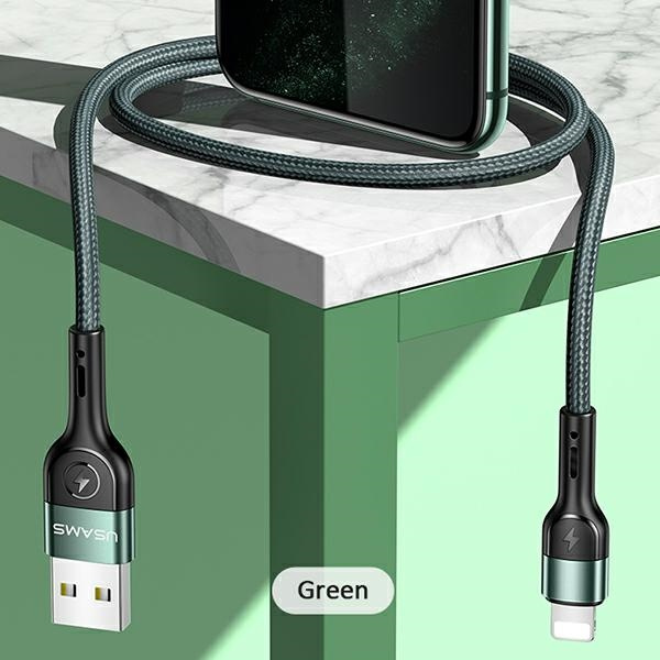 USAMS Nylon Cable U55 2A Lightning U55 green 1m SJ448USBSG02 (US-SJ448)