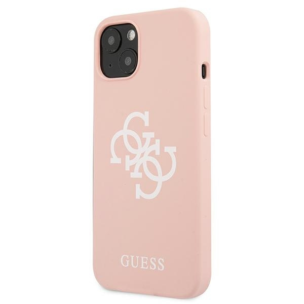 Guess GUHCP13SLS4GWPI Apple iPhone 13 mini pink hard case Silicone 4G Logo