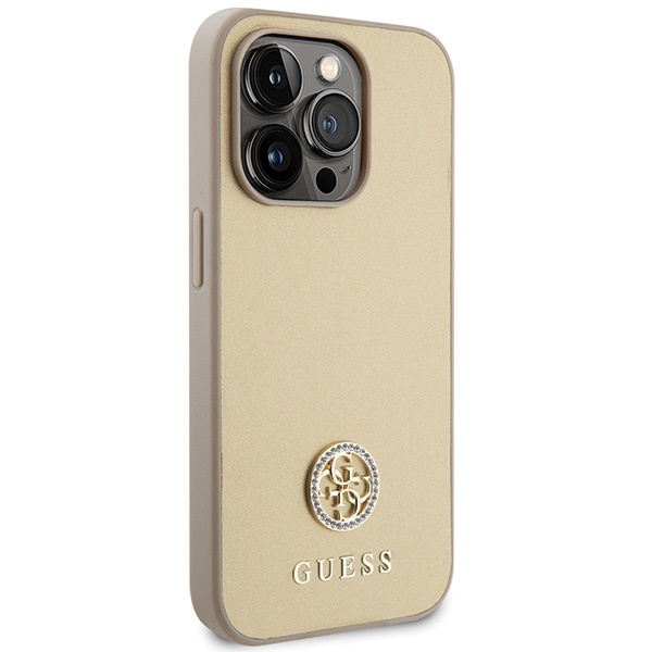Guess GUHCP15LPS4DGPD Apple iPhone 15 Pro hardcase Strass Metal Logo gold