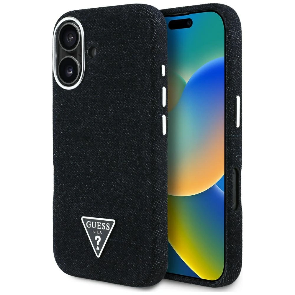 Guess Denim Triangle Logo MagSafe Apple iPhone 16 black