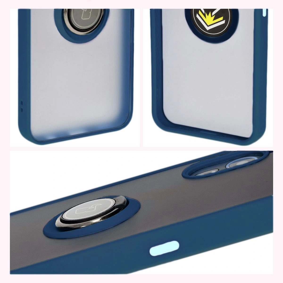 Bizon Case Hybrid Ring Samsung Galaxy Xcover7 smoky with a navy blue frame
