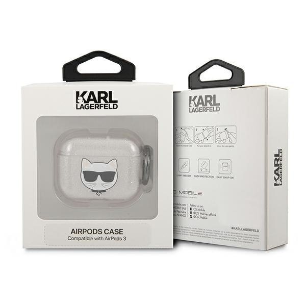 Karl Lagerfeld KLA3UCHGS Apple AirPods 3 cover silver Glitter Choupette