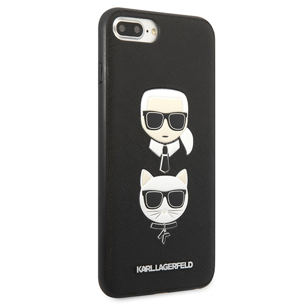 Karl Lagerfeld KLHCI8LSAKICKCBK Apple iPhone 8/7 Plus black hardcase Saffiano Ikonik Karl&Choupette Head