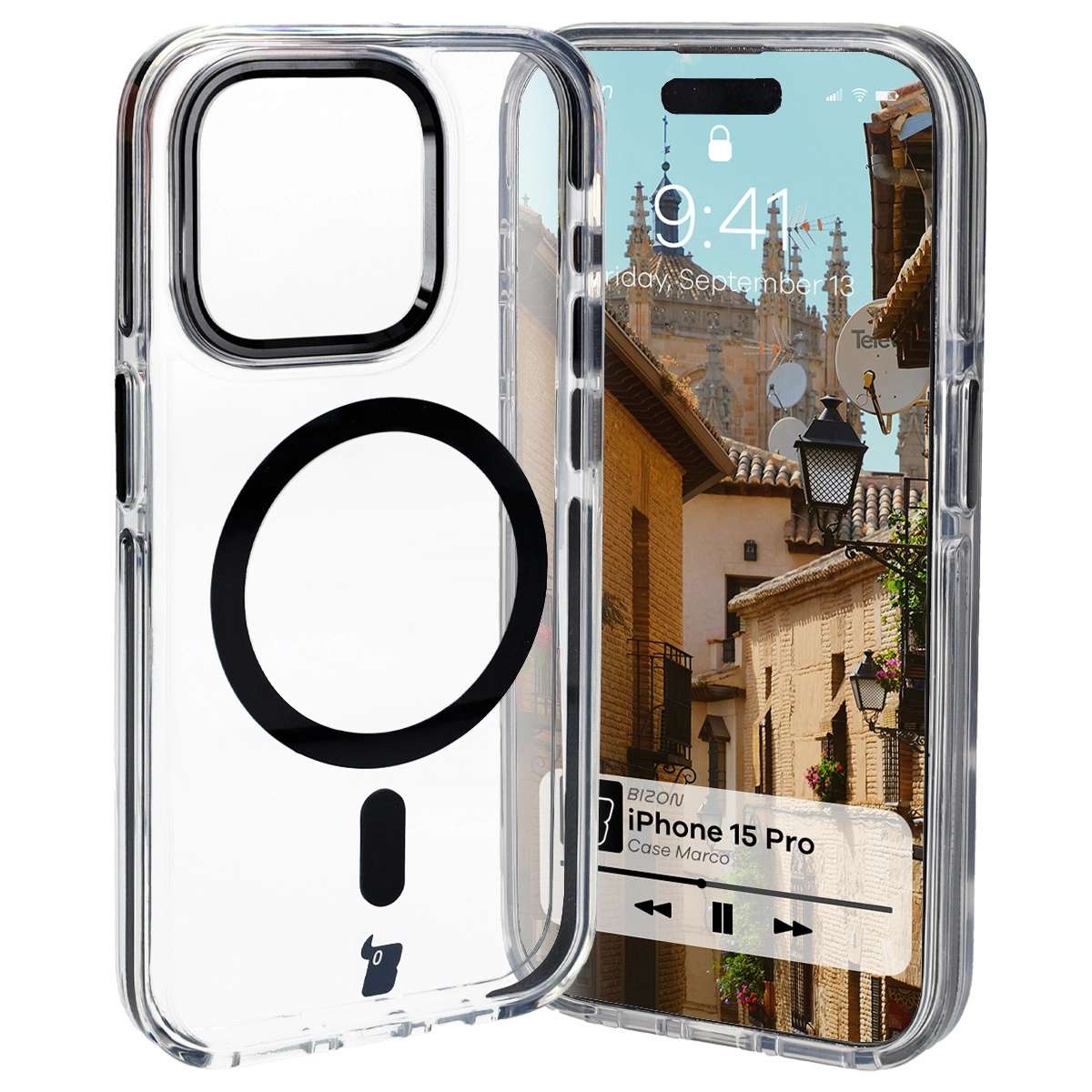 Bizon Case Marco Apple iPhone 15 Pro clear with black frame