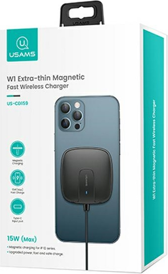 USAMS Wireless Charger US-CD159 magnetic W1 15W Extra-thin Apple iPhone 12 series black CD159DZ01