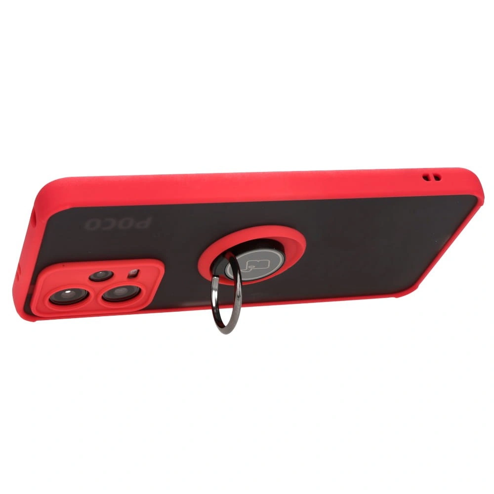 Bizon Case Hybrid Ring Xiaomi Poco X5 / Redmi Note 12 5G smoky with a red frame