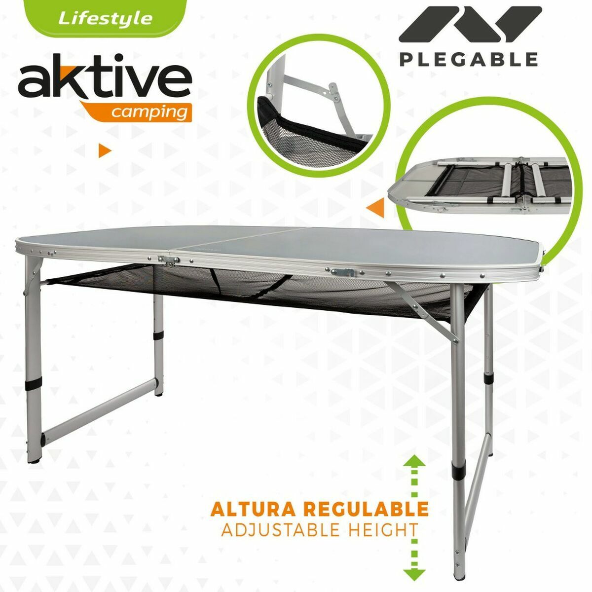 Folding Table Aktive 149 x 80 x 59 cm Camping