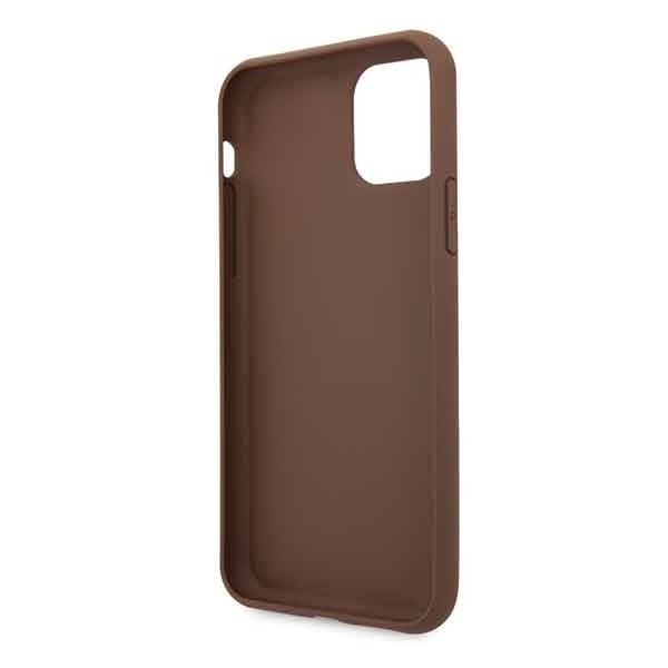 Guess GUHCN61G4GLBR iPhone 11 brown hard case 4G Stripe Collection