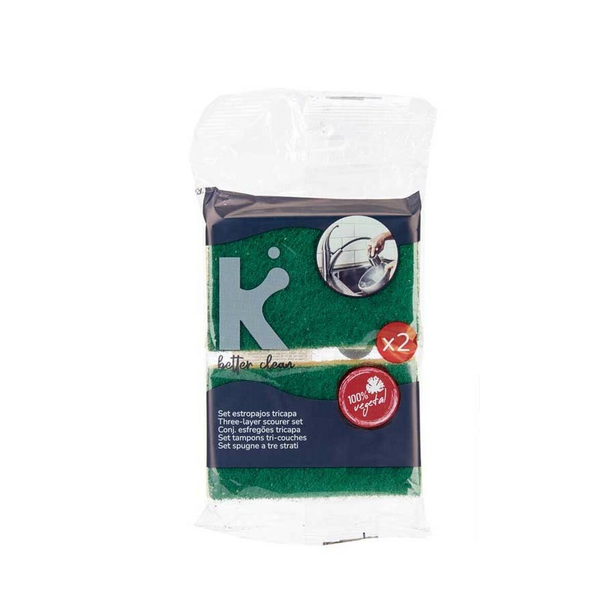 Scheuerschwämme-Set grün Gelb Cellulose Abrasive Faser (10,5 X 6,7 X 2,5 cm) (26 Stück)